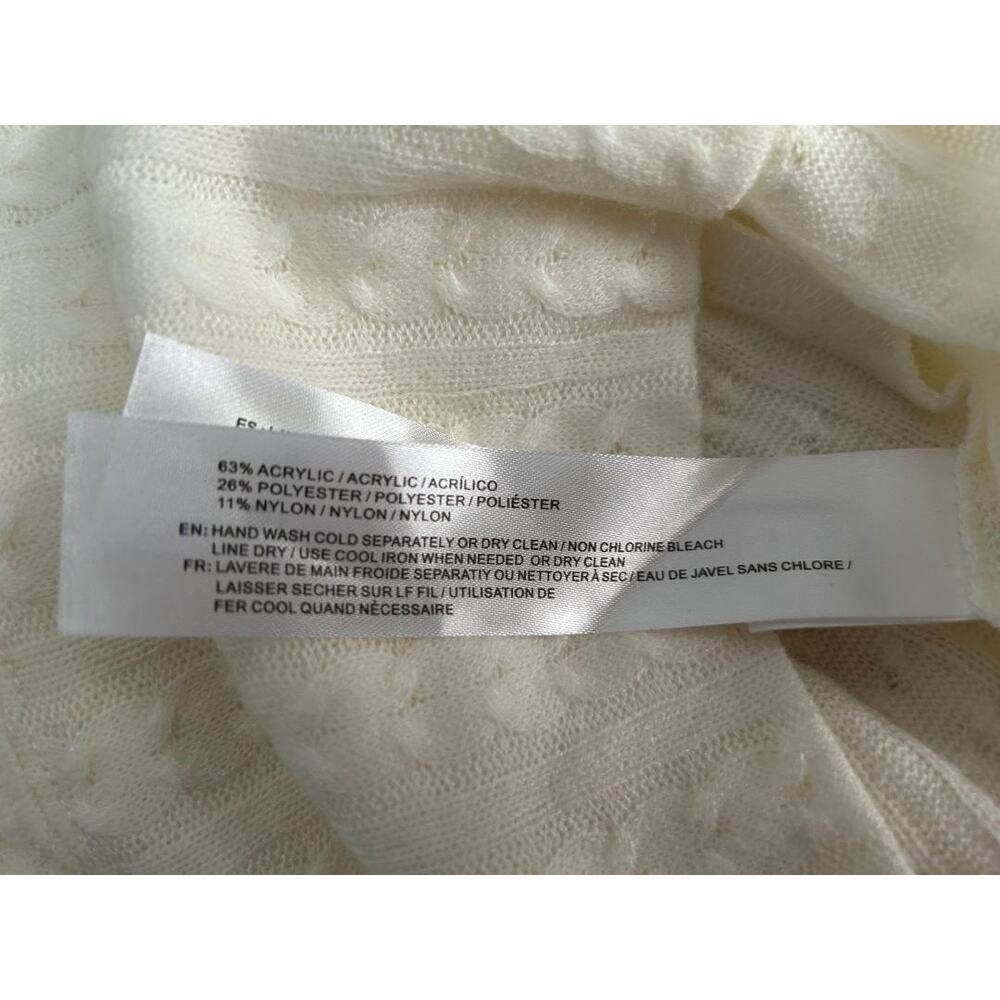 NWT B.O G. Cropped Crew Neck Balloon Sleeves Cable Stitch Ivory Sweater-Small - Picture 5 of 10